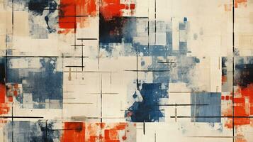 Generative AI, hand drawn paint water color geometric abstract seamless pattern photo