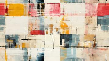 Generative AI, hand drawn paint water color geometric abstract seamless pattern photo