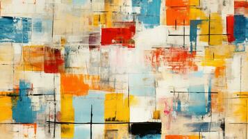 Generative AI, hand drawn paint water color geometric abstract seamless pattern photo