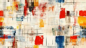 Generative AI, hand drawn paint water color geometric abstract seamless pattern photo