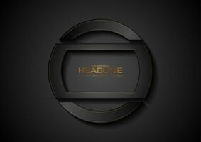 Abstract black logo emblem design with bronze outlines vector