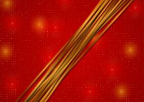 Abstract bright red luxury background with golden lines vector