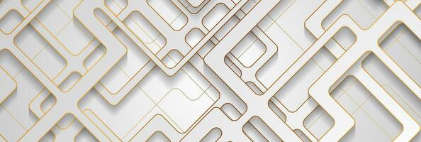 Grey geometric background with abstract golden lines vector