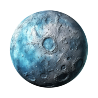 Generative AI, PNG blue moon planet with crators