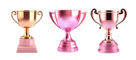 generativo ai, png ganador trofeo, rosado dorado campeón taza