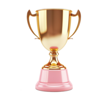 Generative AI, PNG Winner trophy, pink golden champion cup