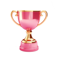 Generative AI, PNG Winner trophy, pink golden champion cup