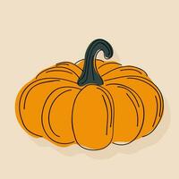 Stylized linear pumpkin with colorful spots. Doodle hand drawn. vector