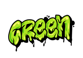grön grafitet flytande typografi detalj png