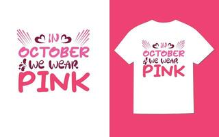 Free vector breast cancer awareness month lettering t shirt design.