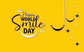 Happy world smile day banner design with yellow background. vector