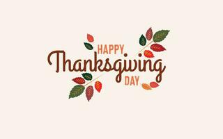 Happy thanksgiving vector design with dried leaves background.