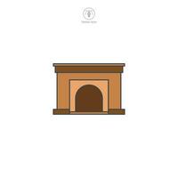 Fireplace icon symbol vector illustration isolated on white background