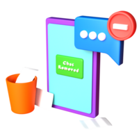 3d rendering of removed chat illustration with transparent background png