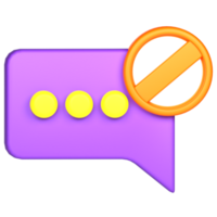 3d rendering of blocked chat icon png