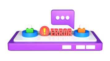 3d rendering of error chat illustration with transparent background png