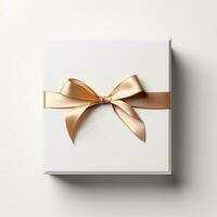 white gift box mockup with bow,AI generated. photo