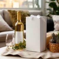 white wine box and bottle mockup,AI generated. photo