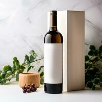 white wine box and bottle mockup,AI generated. photo