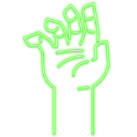 halloween neon icoon zombie hand. truc of traktatie concept. png