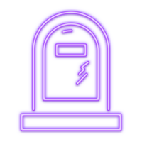 Halloween neon icon tomb. Trick or treat concept. png