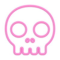 Halloween neon icon skull . Trick or treat concept. png