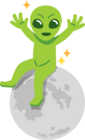 Alien sit on the moon png