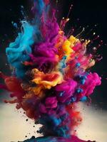 colorful powder being thrown into the air ai generated photo