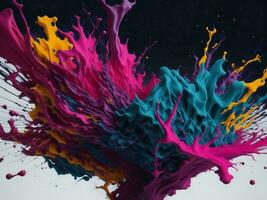 colorful paint splashes on a black background ai generated photo