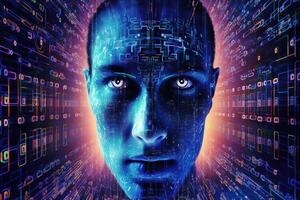 Artificial neural network hacking. Hacking computer system, Cyber crime, Cyber security, Cybercrime, Cyber attack. AI Generated photo