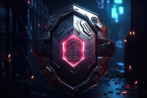 illustrations of shield protection. Cyber security. photo