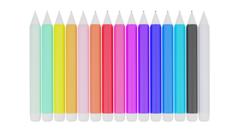 3d le rendu de coloré des crayons, fabricant des stylos, ensemble pour dessin des illustrations png