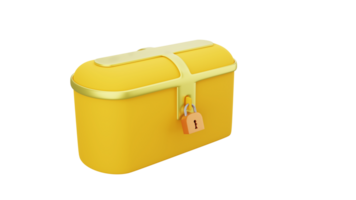 3D rendering of treasure box that is locked with a padlock, Secret fantasy treasure box png