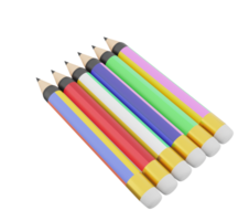 3D rendering of many colored pencils, maker pencils, set for drawing illustrations png