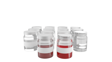 3d tolkning av röd vätska och provtagning flaska, blod prov, ämne i laboratorium png
