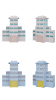 3d representación de ciudad edificio en frente y lado vista, construcción arquitectura diseño png