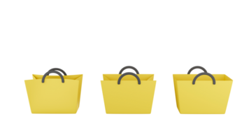 3D rendering of paper bag, shopping bags in front view png