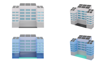 3d Rendern von Stadt Gebäude im Vorderseite und Seite Sicht, Konstruktion die Architektur Design png