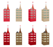 3D rendering of city building in front and side view, day and night, Construction architecture design png