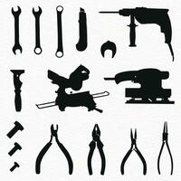 Vector silhouette set of construction tools for labor work and repair