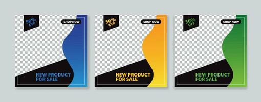 Set of Editable minimal square banner template. Suitable for social media post and web internet ads. Vector illustration with photo college