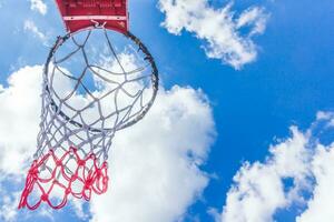 Basketball hoop on  blue sky photo