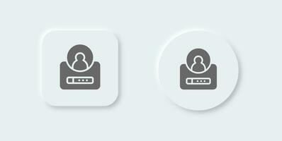 Login solid icon in neomorphic design style. Sign in symbol vector illustration.