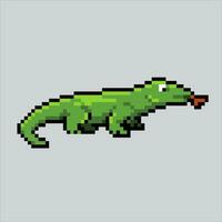 píxel Arte ilustración komodo continuar. pixelado komodo. komodo continuar lagartija reptil animal icono pixelado para el píxel Arte juego y icono para sitio web y vídeo juego. antiguo colegio retro vector