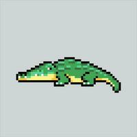 Pixel art illustration Crocodile. Pixelated crocodile. Crocodile reptile icon pixelated for the pixel art game and icon for website and video game. old school retro. vector