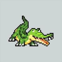 Pixel art illustration Crocodile. Pixelated crocodile. Crocodile reptile icon pixelated for the pixel art game and icon for website and video game. old school retro. vector