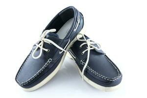 Leather blue color man shoes photo