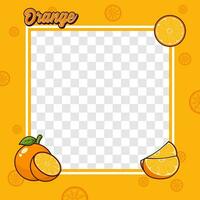 Orange fruit photo frame cover background design vector