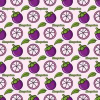 Mangosteen fruit seamless pattern background design vector