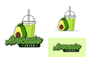 Avocado juice drink logo design illustration collection vector